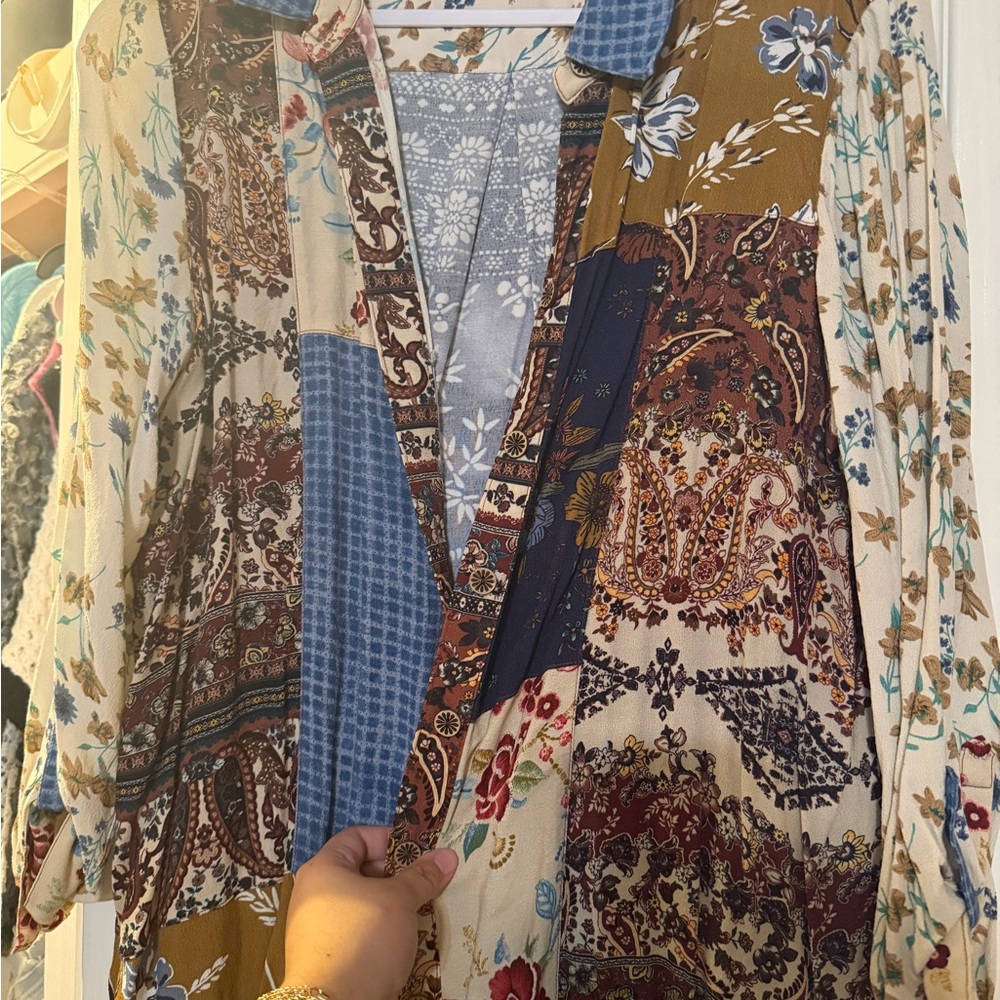 John Mark Multicolor Patchwork Top - image 1